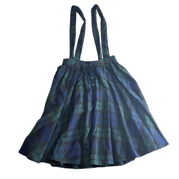 Vintage Girls Tartan Green Blue Jumper Skirt Sz L Traditional Scottish Dress - Picture 2 of 7